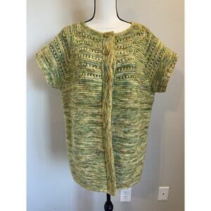Vintage Hand Knitted 3 Button Cardigan Short Sleeve Size 2X Granny core